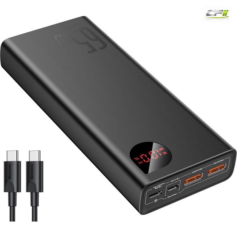 BASEUS Powerbank 20000mAh, 65 Watt, 2x USB-A, USB-C