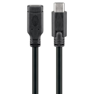 GOOBAY Verlängerungskabel, USB-C auf USB-C 60 Watt, 1m, schwarz