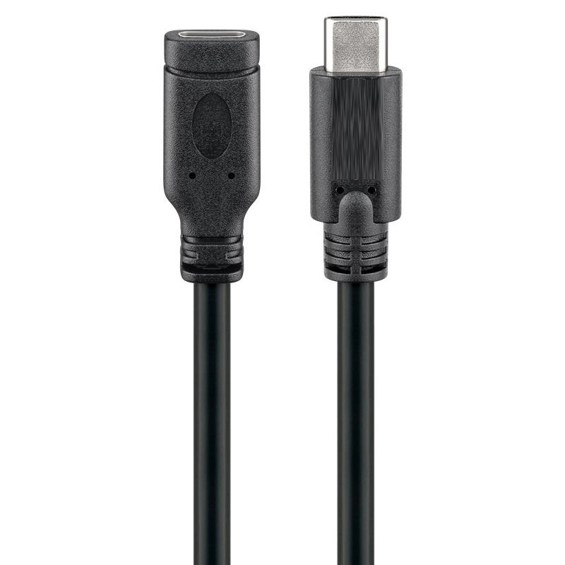 GOOBAY Verlängerungskabel, USB-C auf USB-C 60 Watt, 1m, schwarz