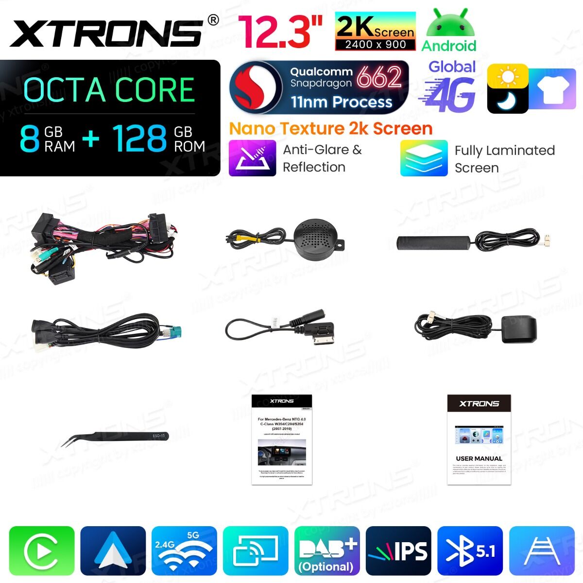 Android Autoradio Xtrons für Mercedes-Benz C-Klasse W204 (2007–2010) 8/128 GB – Bild 19